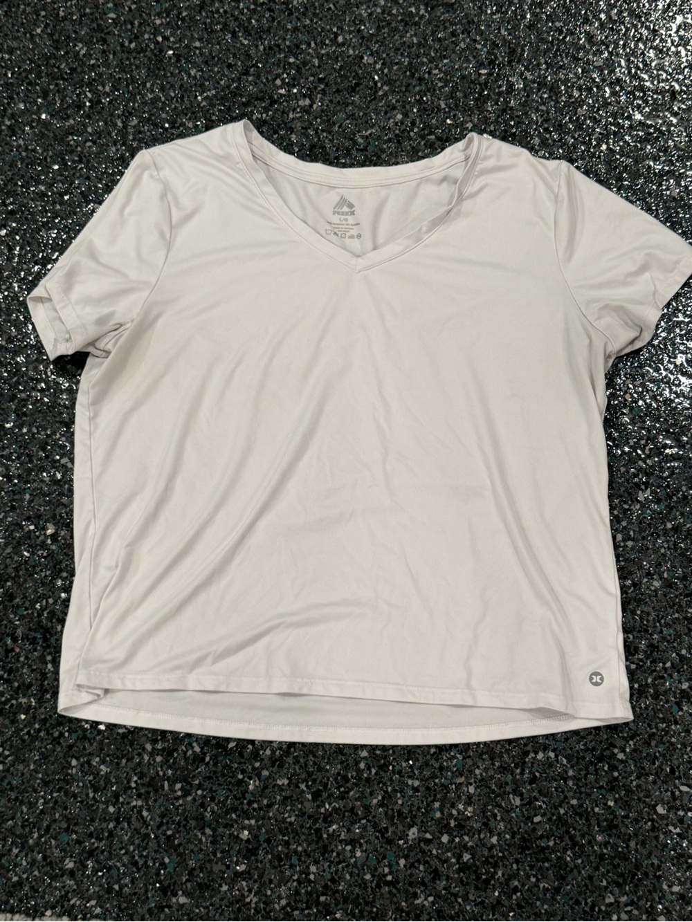 RBX Women's T-Shirt White Large V-Neck Short Sleeve Polyester Stretch